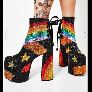 Current Mood Rainbow Shock Glitter Boots 🌈💫